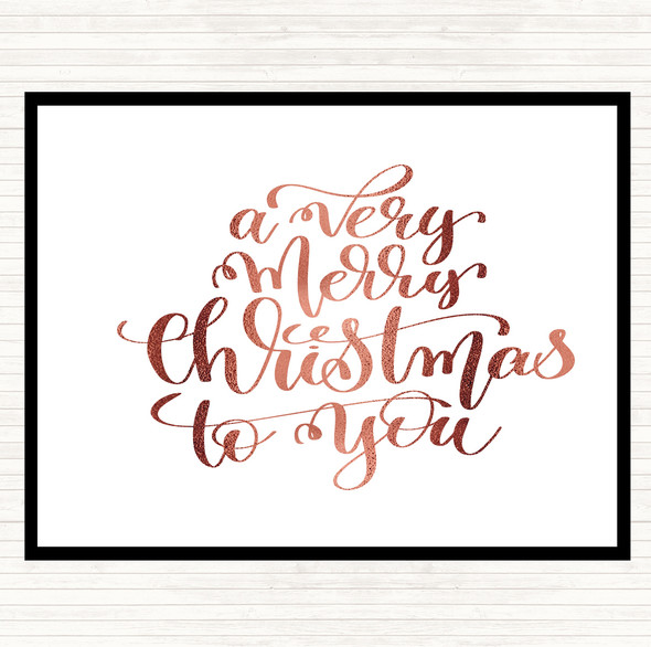 Rose Gold Christmas A Very Merry Xmas Quote Dinner Table Placemat