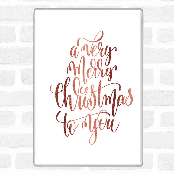 Rose Gold Christmas A Very Merry Xmas Quote Jumbo Fridge Magnet