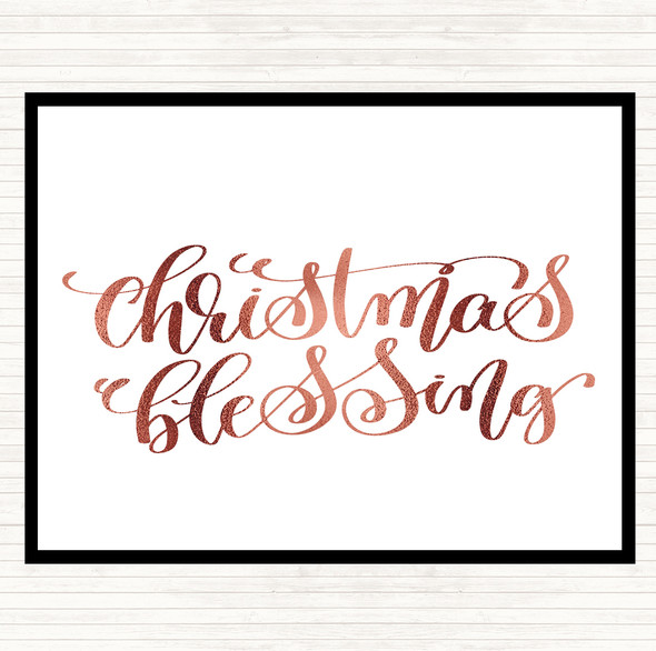 Rose Gold Christmas Blessing Quote Dinner Table Placemat