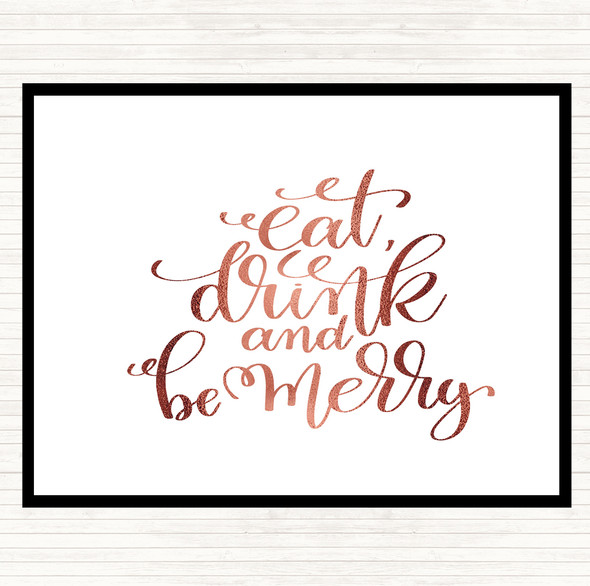 Rose Gold Christmas Eat Drink Be Merry Quote Mouse Mat Pad