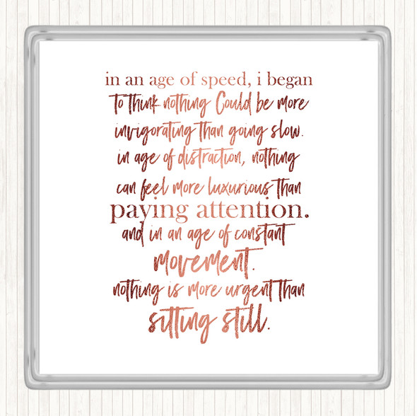 Rose Gold Age Of Speed Quote Drinks Mat Coaster