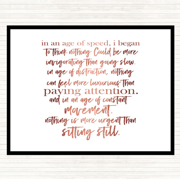 Rose Gold Age Of Speed Quote Dinner Table Placemat