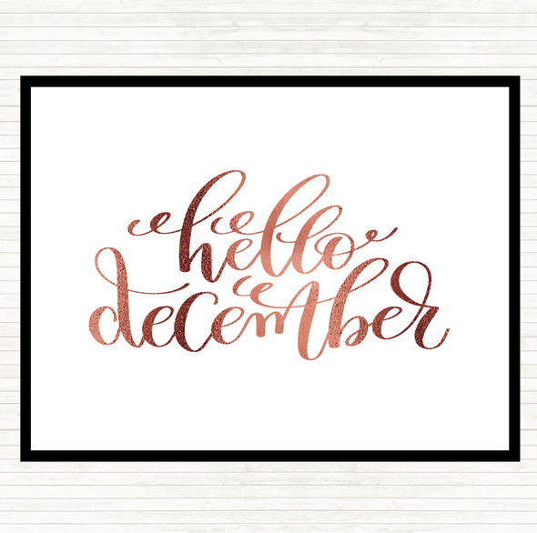 Rose Gold Christmas Hello December Quote Mouse Mat Pad