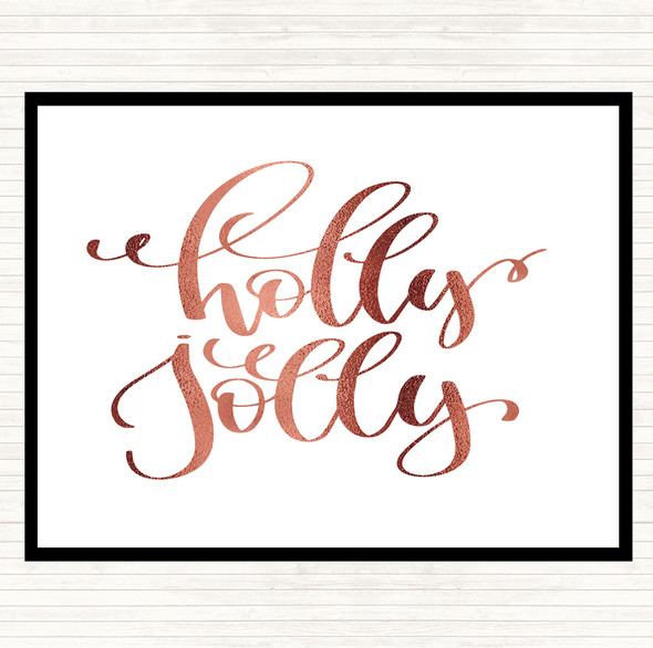 Rose Gold Christmas Holly Quote Mouse Mat Pad