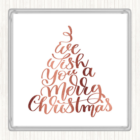 Rose Gold Christmas I Wish You A Merry Xmas Quote Drinks Mat Coaster