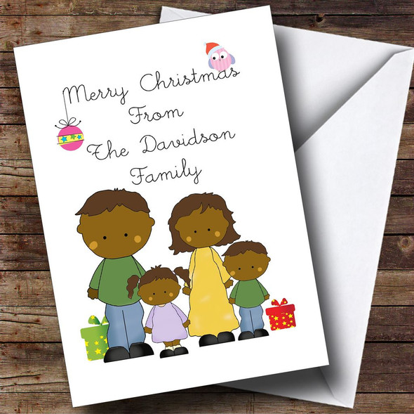 From Our Family Dark Skin Personalised Christmas Card