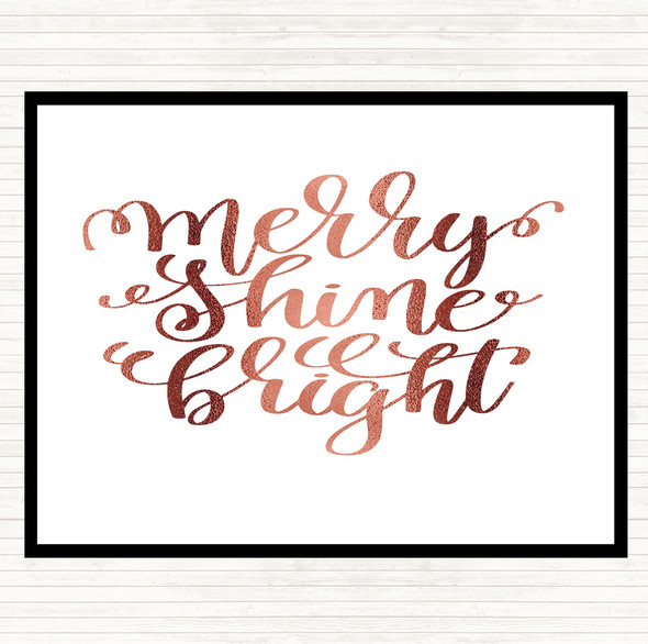 Rose Gold Christmas Merry Shine Bright Quote Mouse Mat Pad