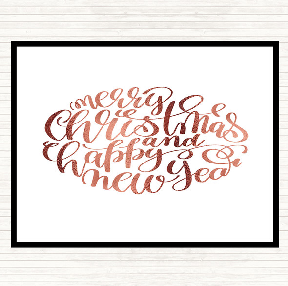 Rose Gold Christmas Merry Xmas Happy New Year Quote Mouse Mat Pad