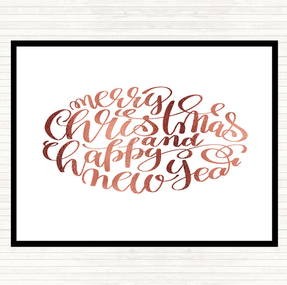 Rose Gold Christmas Merry Xmas Happy New Year Quote Dinner Table Placemat