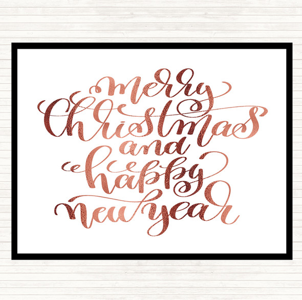 Rose Gold Christmas Merry Xmas New Year Quote Dinner Table Placemat