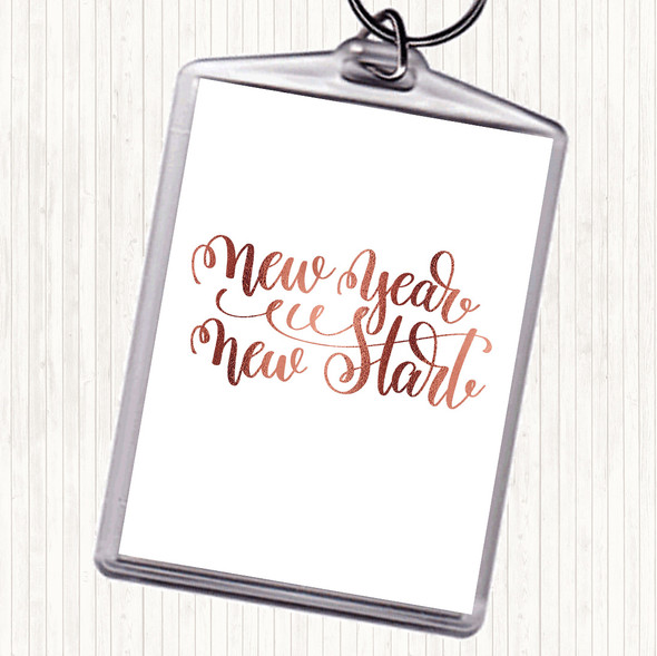 Rose Gold Christmas New Year New Start Quote Bag Tag Keychain Keyring