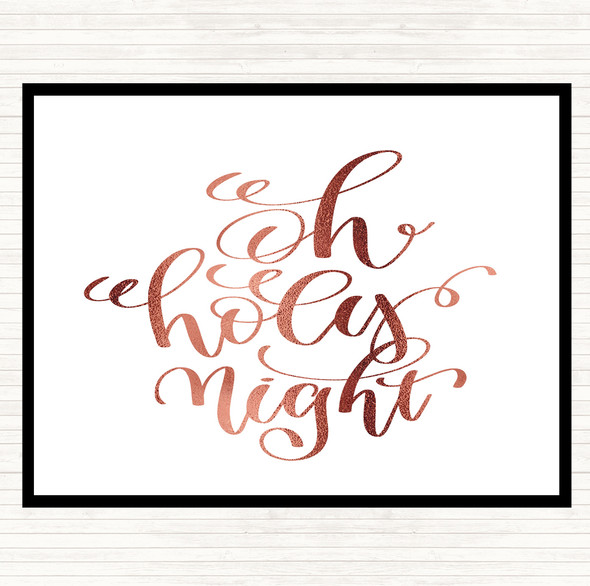 Rose Gold Christmas Oh Holy Night Quote Dinner Table Placemat