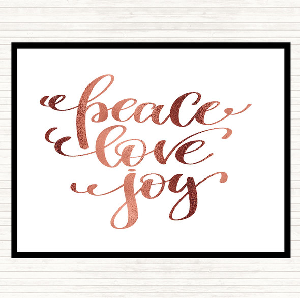 Rose Gold Christmas Peace Love Joy Quote Dinner Table Placemat