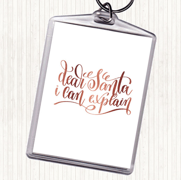 Rose Gold Christmas Santa I Can Explain Quote Bag Tag Keychain Keyring