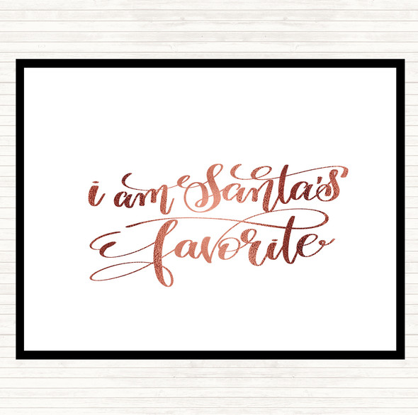 Rose Gold Christmas Santa's Favourite Quote Mouse Mat Pad