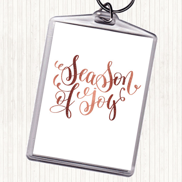 Rose Gold Christmas Season Of Joy Quote Bag Tag Keychain Keyring