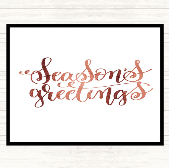 Rose Gold Christmas Seasons Greetings Quote Dinner Table Placemat