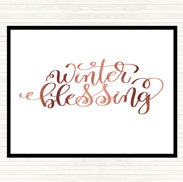 Rose Gold Christmas Winter Blessing Quote Dinner Table Placemat
