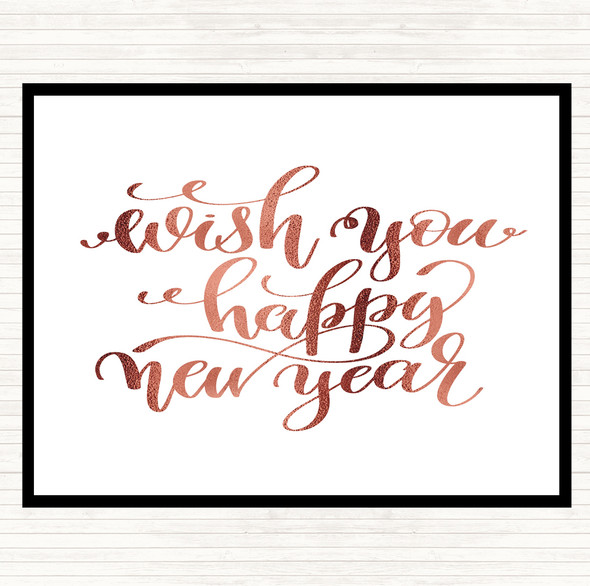 Rose Gold Christmas Wish Happy New Year Quote Dinner Table Placemat