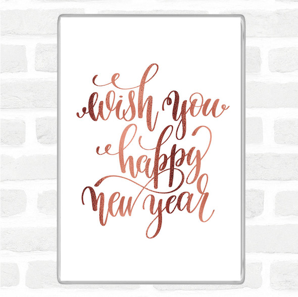 Rose Gold Christmas Wish Happy New Year Quote Jumbo Fridge Magnet