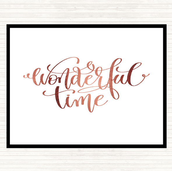 Rose Gold Christmas Wonderful Time Quote Mouse Mat Pad