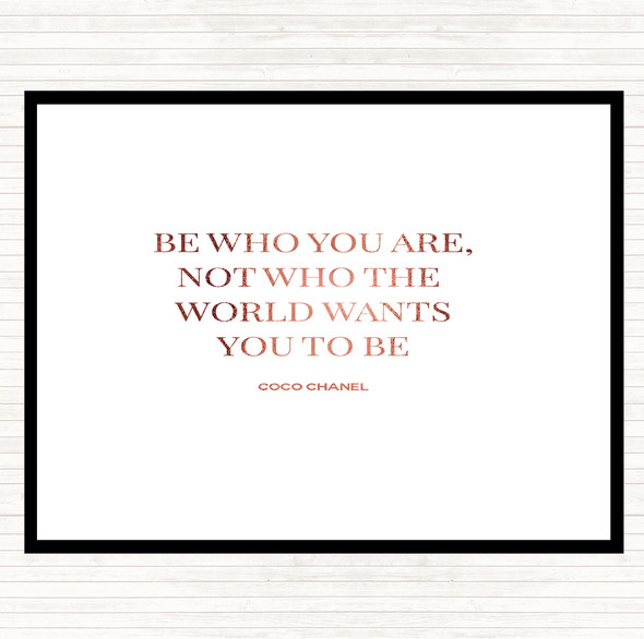 Rose Gold Coco Chanel Be Who You Are Quote Dinner Table Placemat