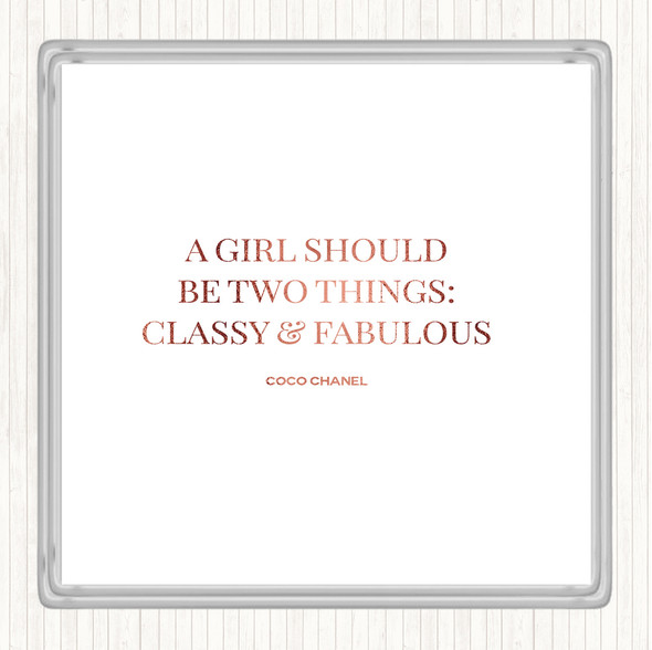 Rose Gold Coco Chanel Classy & Fabulous Quote Drinks Mat Coaster