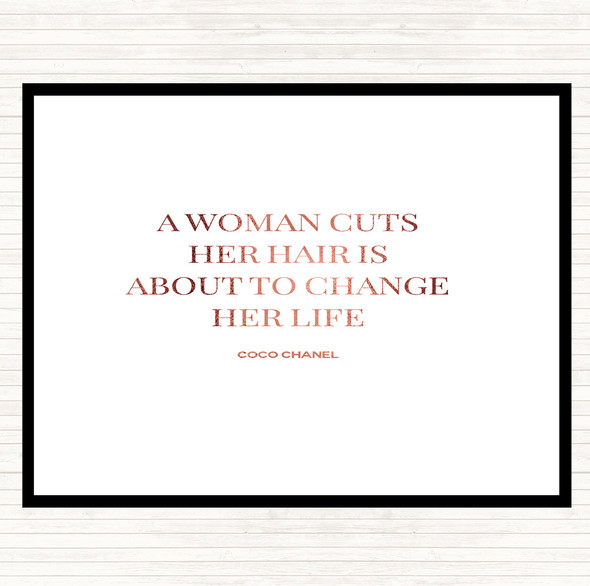 Rose Gold Coco Chanel Cut Hair Quote Mouse Mat Pad