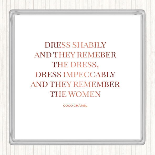 Rose Gold Coco Chanel Dress Quote Drinks Mat Coaster