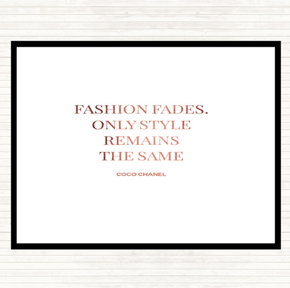 Rose Gold Coco Chanel Fashion Fades Quote Dinner Table Placemat