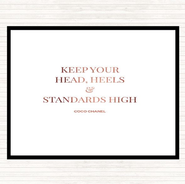 Rose Gold Coco Chanel High Standard & Heels Quote Mouse Mat Pad