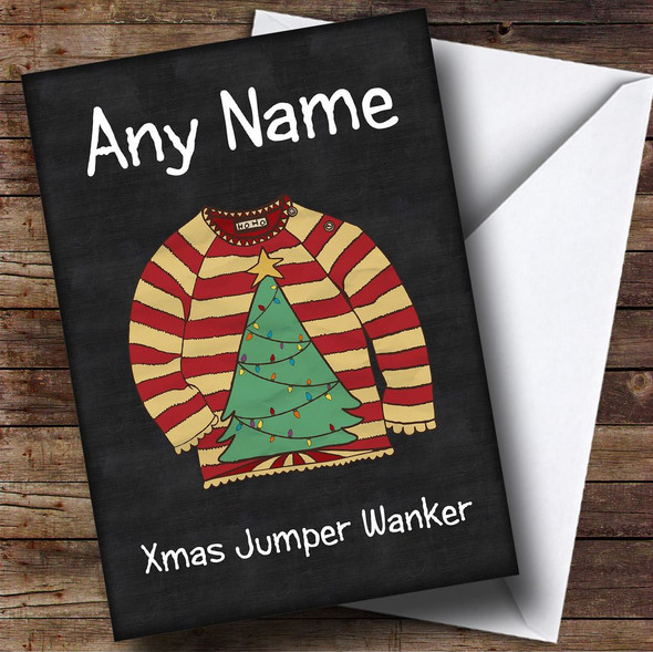 Xmas Tree Black Jumper Personalised Christmas Card