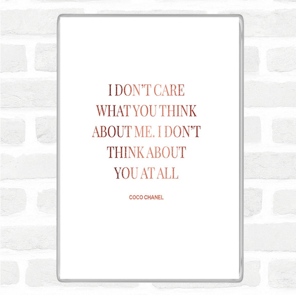 Rose Gold Coco Chanel I Don't Care What You Think Quote Jumbo Fridge Magnet