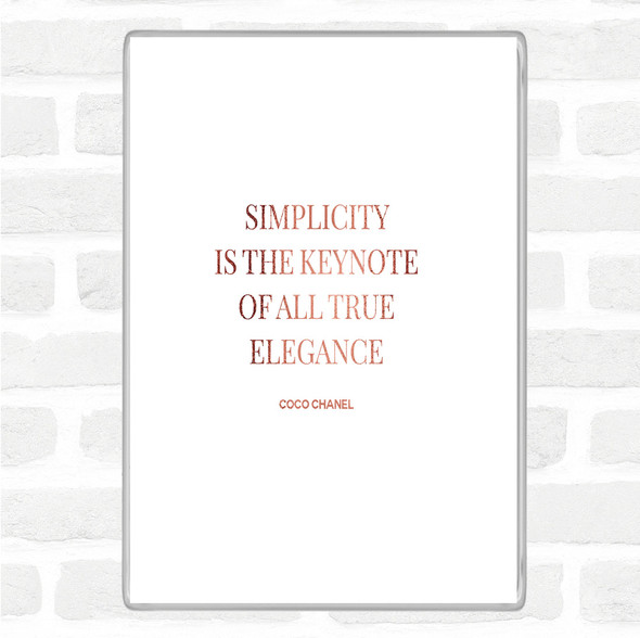 Rose Gold Coco Chanel Simplicity Quote Jumbo Fridge Magnet