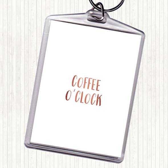 Rose Gold Coffee O'clock Quote Bag Tag Keychain Keyring