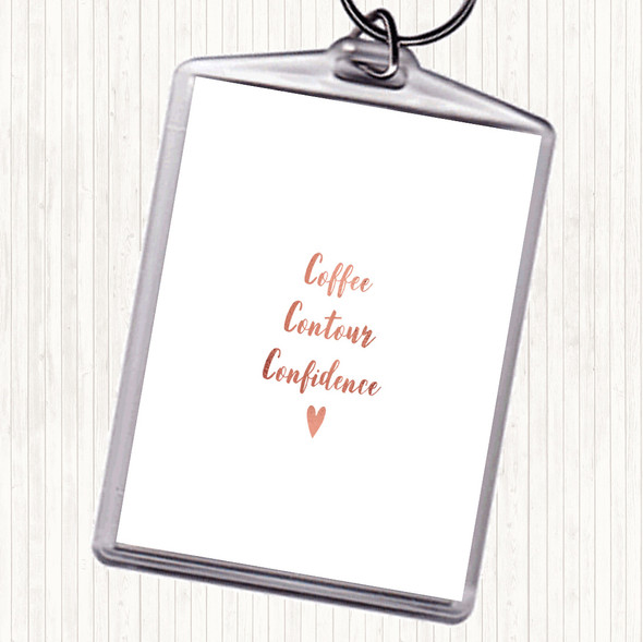 Rose Gold Coffee Contour Confidence Quote Bag Tag Keychain Keyring