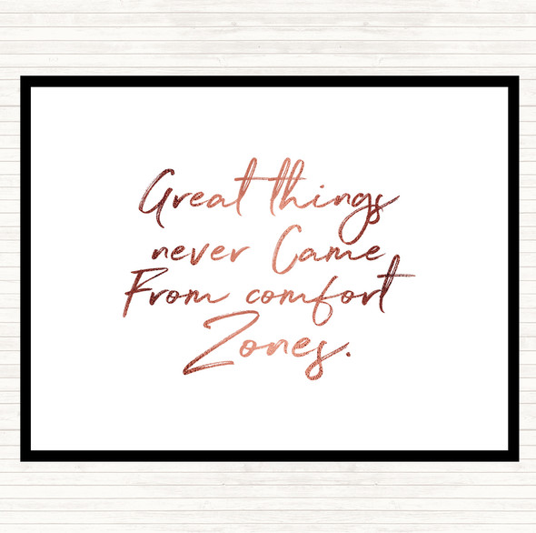Rose Gold Comfort Zones Quote Dinner Table Placemat