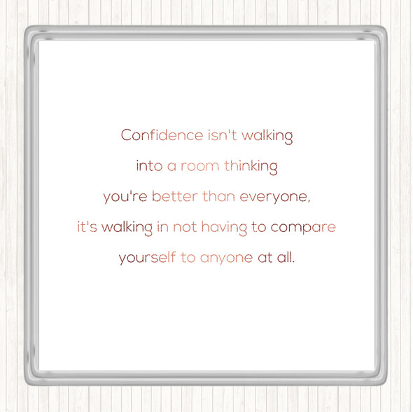 Rose Gold Confidence Quote Drinks Mat Coaster