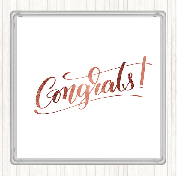 Rose Gold Congrats Quote Drinks Mat Coaster