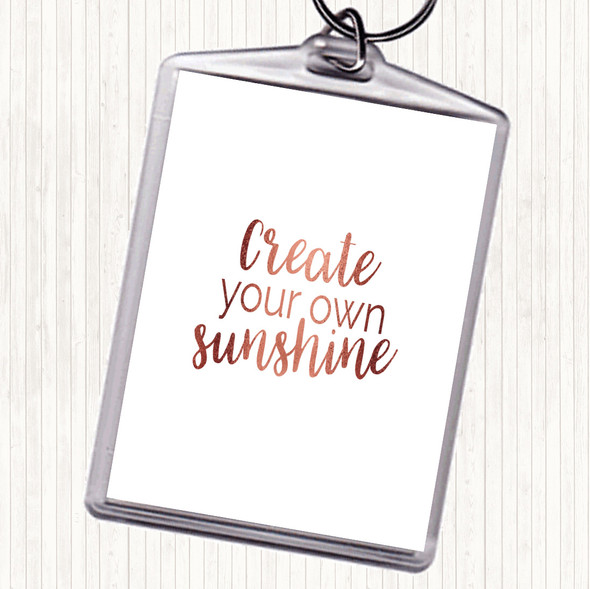 Rose Gold Create You Own Sunshine Quote Bag Tag Keychain Keyring