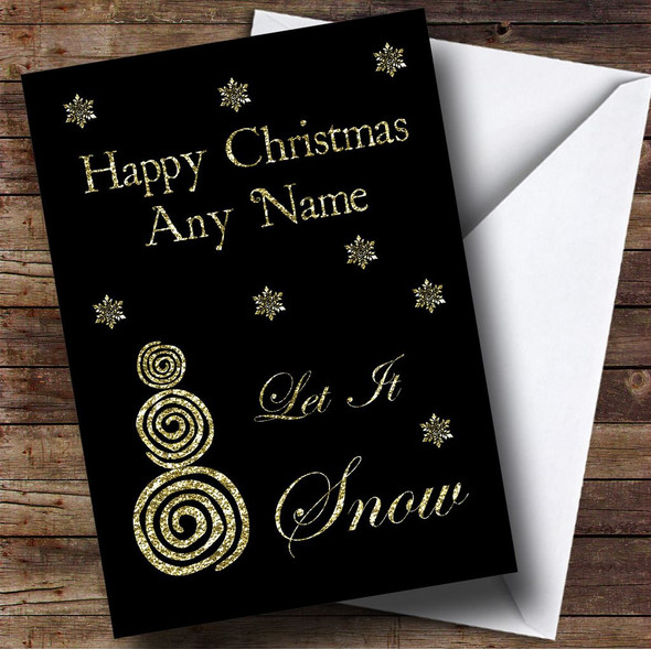 Golden Snowflakes Personalised Christmas Card