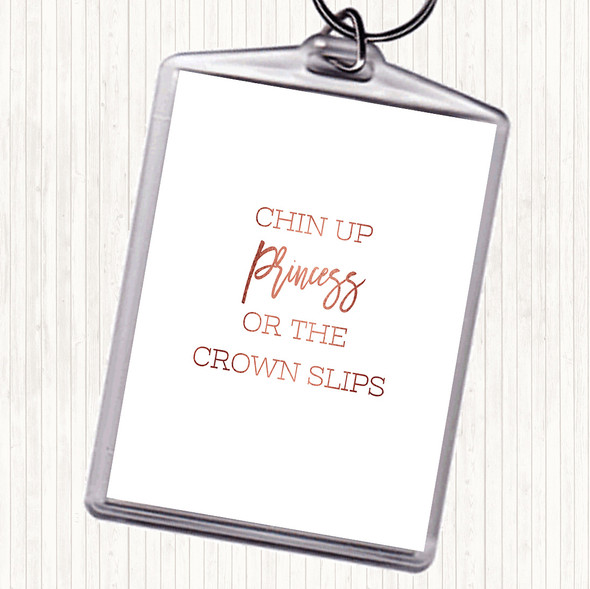 Rose Gold Crown Slips Quote Bag Tag Keychain Keyring