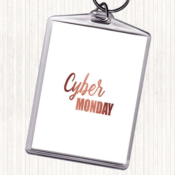 Rose Gold Cyber Monday Quote Bag Tag Keychain Keyring