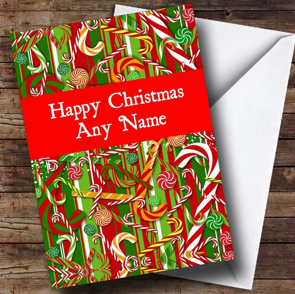 Candy Cane Christmas Card Personalised