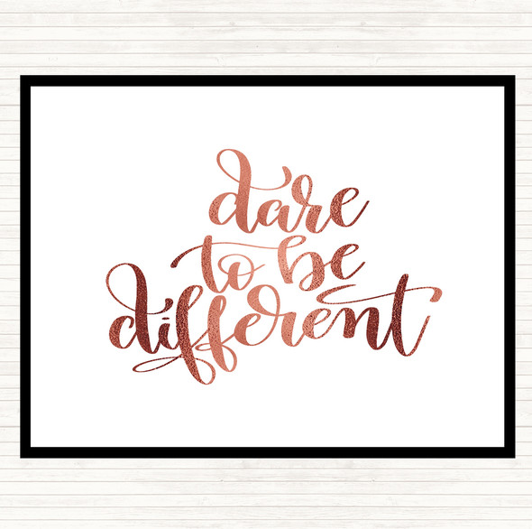 Rose Gold Dare To Be Different Quote Mouse Mat Pad