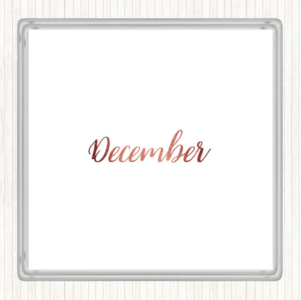 Rose Gold December Quote Drinks Mat Coaster