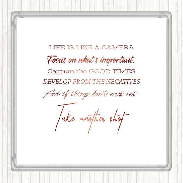 Rose Gold Develop From Negatives Quote Drinks Mat Coaster