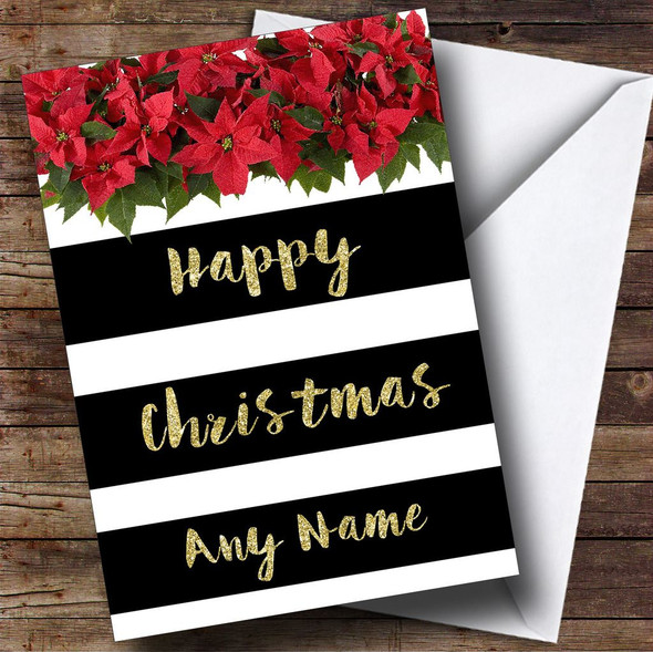 Black & White Stripy Personalised Christmas Card