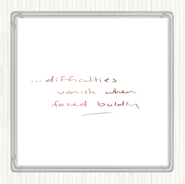Rose Gold Difficulties Quote Drinks Mat Coaster
