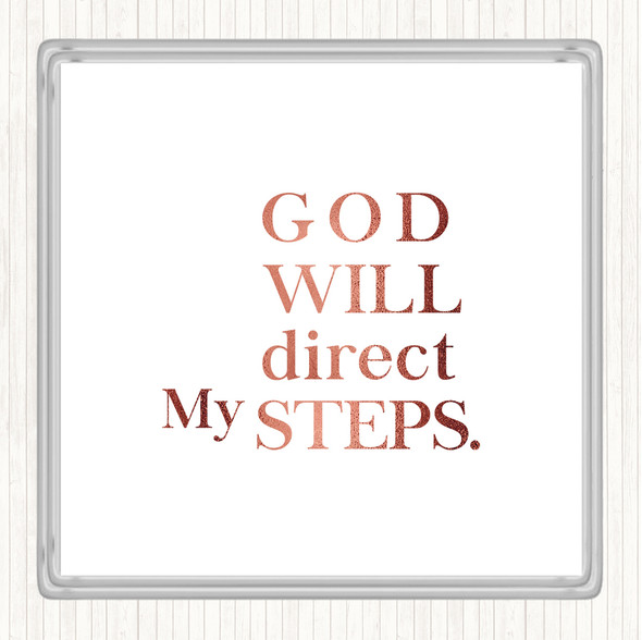 Rose Gold Direct My Steps Quote Drinks Mat Coaster